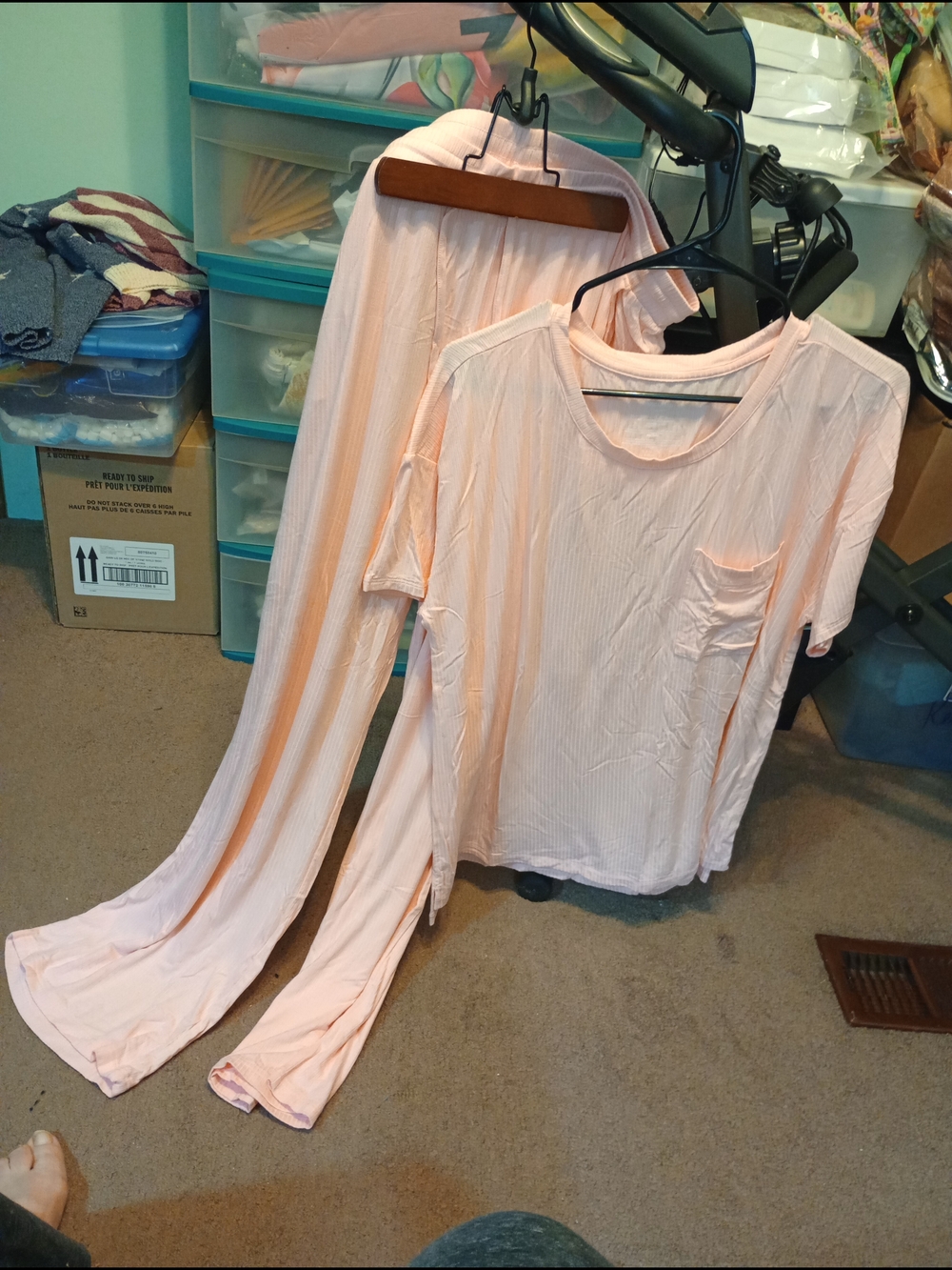 Women’s Lightweight Ribbed Pajama Set - Soft Light Pink State Of Day Brand